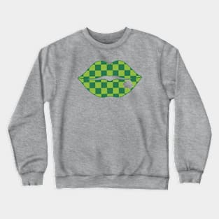 St. Patrick's Day Lips Kiss checkerboard Crewneck Sweatshirt